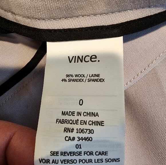 Vince Wool Blend Trouser Pants Tuxedo‎ Stripe Cropped Ankle Pant Grey/Black sz 0 - Picture 6 of 10